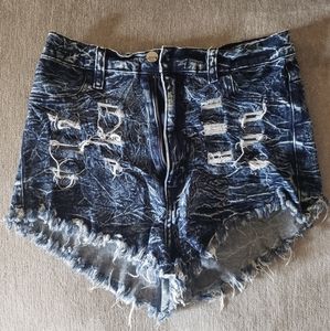 Distressed Cut-Off Denim Jean Shorts